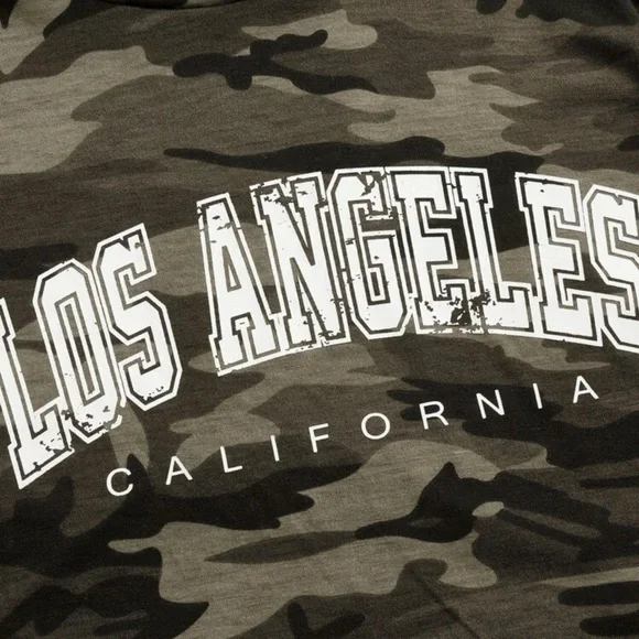 Women’s LA Camo Print Cropped Hoodie NWT Size Large - Picture 6 of 10